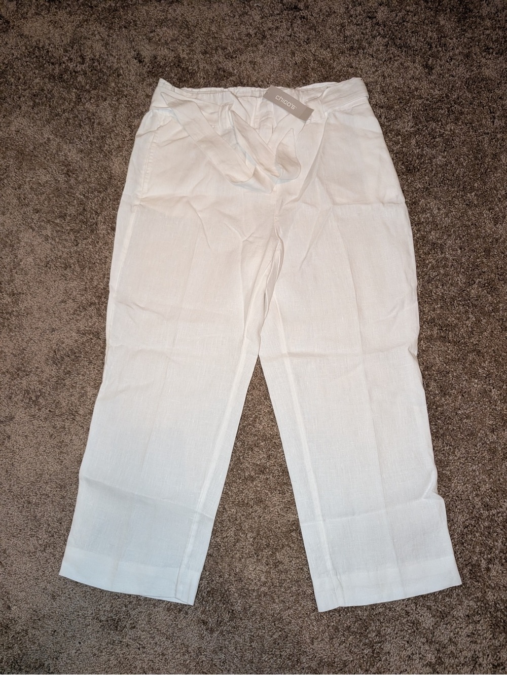 ☘️ NWT Chicos White Linen Pants Size 1, Medium